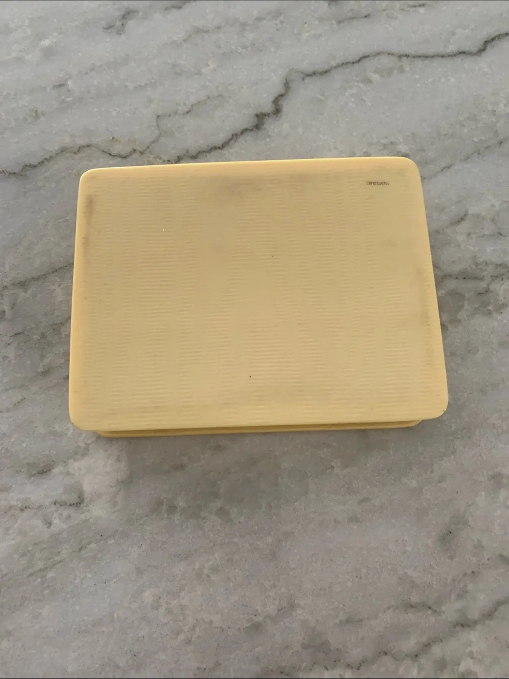 Vintage celluloid 3 compartment trinket box 4 1/2” x 3 1/2” x 1”